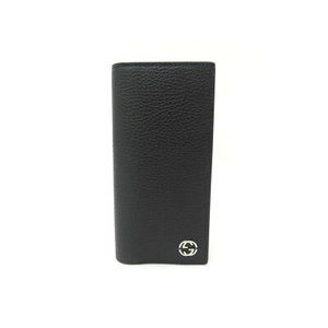 Gucci Calfskin Black Interlocking Long Wallet